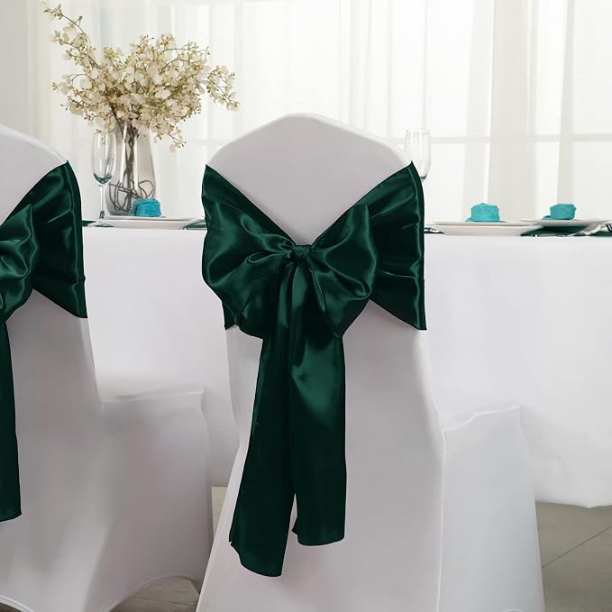 Horbaunal 24 Pack Forest Green Satin Table Runner 12 x 108 Inch, Smooth Table Runners for Wedding Banquets Birthday Party