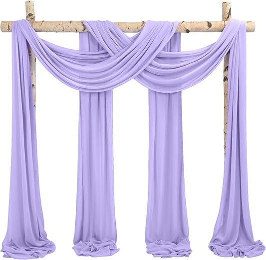 Showgeous Wedding Arch Draping Fabric, 4 Panels 28" x 20ft Lavender Purple Wedding Arch Drapes for Ceremony