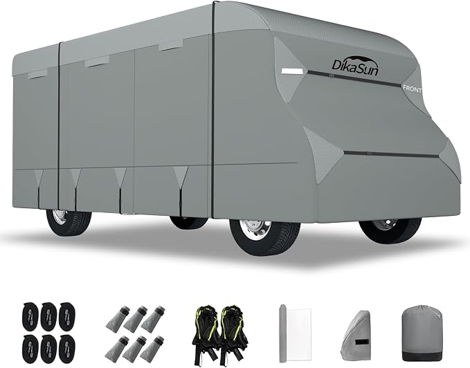 Class C RV Cover 29' ~ 32', 7 Layers Top Motorhome Cover, Heavy Duty Anti-UV Camper Cover Windproof Ripstop Class C Travel Trailer Cover