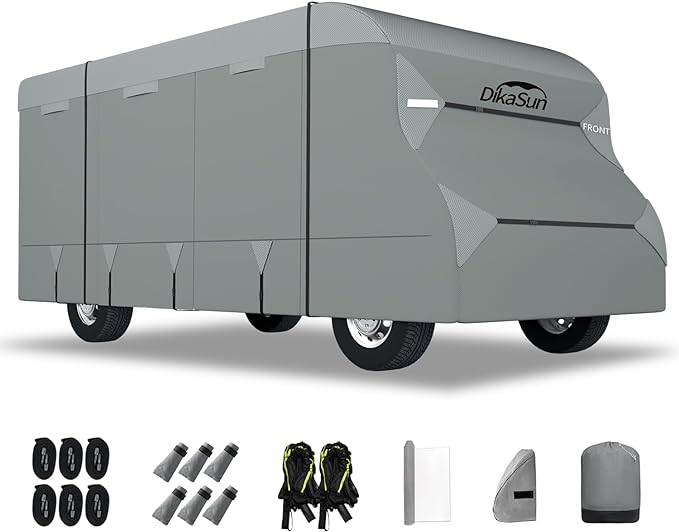 Class C RV Cover 26' ~ 29', 7 Layers Top Motorhome Cover, Heavy Duty Anti-UV Camper Cover Windproof Ripstop Class C Travel Trailer Cover