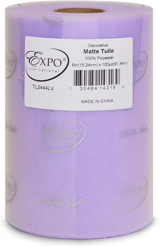 Expo International Decorative Matte Tulle Spool of 6 inch X 100 yards | Lavender