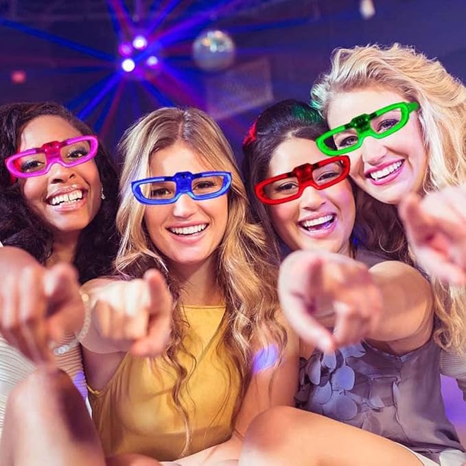 50 Packs LED Glasses Mardi Gras Party Supplies ,5 Neon Colors,3 Light Modes Light up Glow Sticks Glasses Toys Party Favors for kids Adults Fit Halloween World cup 2026 4th of july Graduations (50)
