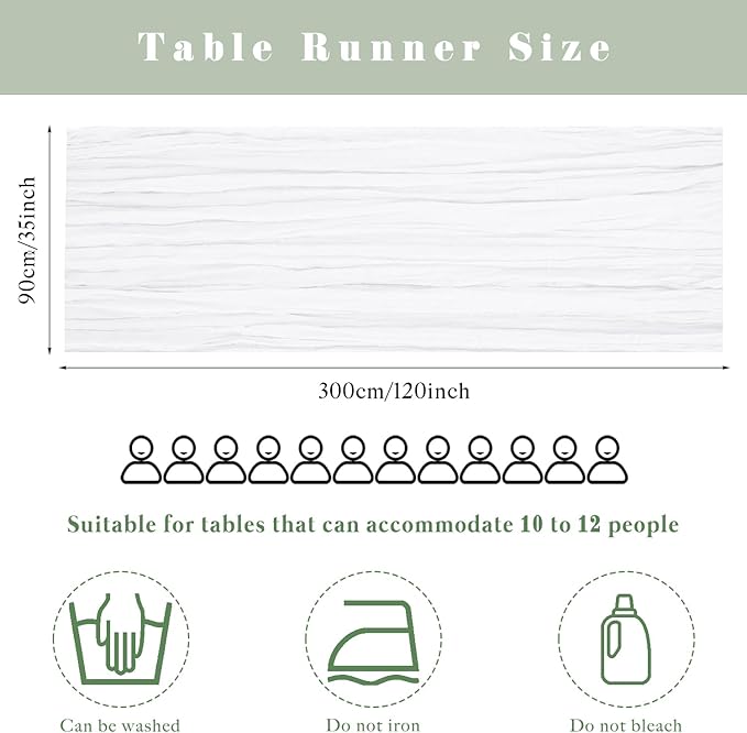 White Cheesecloth Table Runner 10FT Runner for Tables Gauze Fabric Boho Cheese Cloth Table Runner Decoration Rustic Semi Sheer Runner for Wedding Birthday Holiday Bridal Shower Party (White)