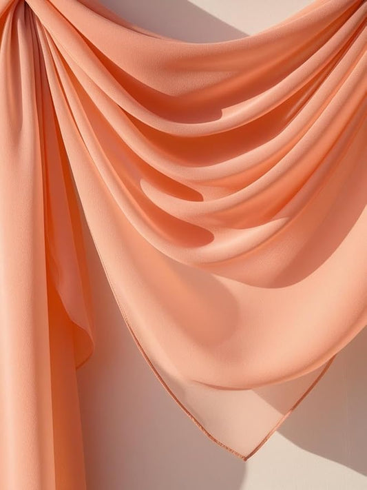 New Star Fabrics Chiffon Fabric, Continuous 60" Wide (30ft) Sheer Material, 100% Soft Polyester, Ideal for Wedding, Party, Event Decor, Draping, and Dresses (Peach, 3 Yards)