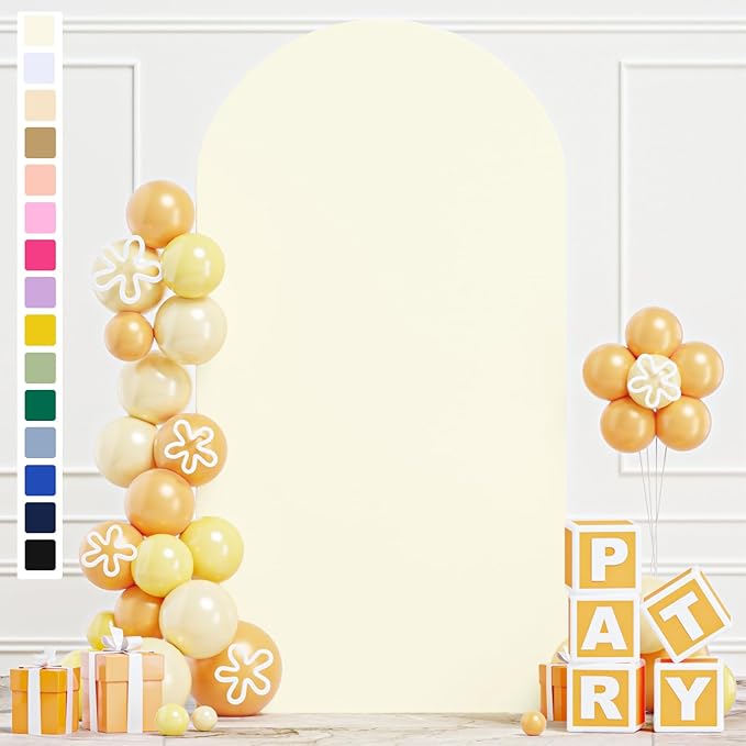 7.2ft Arch Backdrop Cover Ivory Arch Cover Spandex Fitted Arches Covers Stretchy Backdrop Cream Wedding Arch Covers Balloon Arched Stand Cover for Wedding Party Ceremony Decoration
