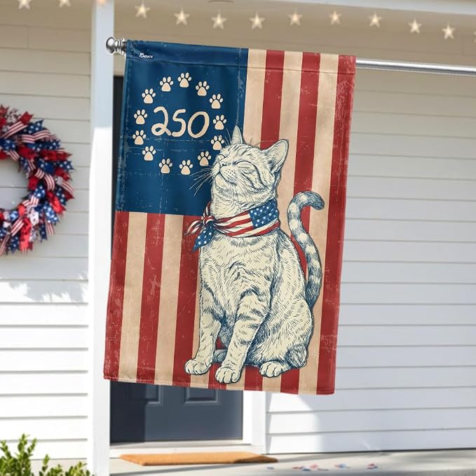 American Flag-Flagwix Patriotic Cat Garden Flag - 250th Anniversary Paw Prints Betsy Ross Flag Decor, 3x5 ft. Flag-USA Premium Polyester