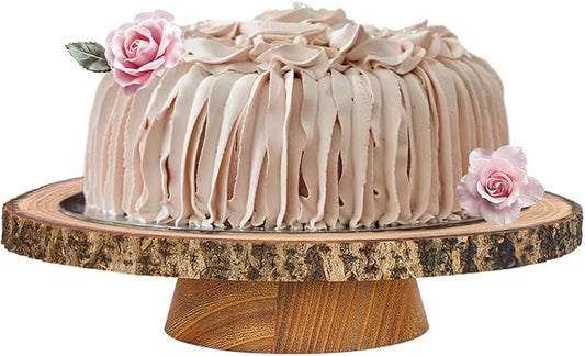 Wood Cake Stand 10-12 Inch, Natural Wedding Cake Table Display Stands, Rustic Large Cake Decorating Supplies for Party/Baby Showers/Reception/Event