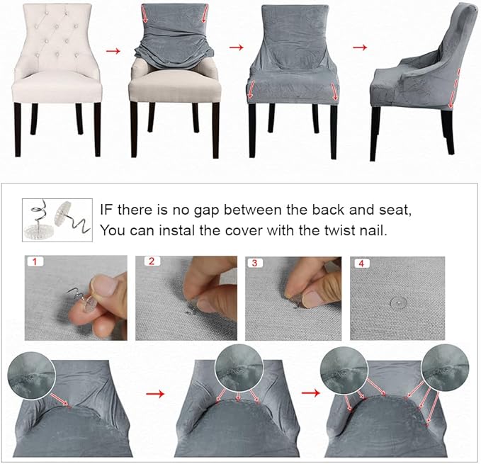 Lellen Stretch Wingback Chair Cover Slipcover - Reusable Wingback Side Chair Slipcover,Accent Chair Cover,Arm Protector Seat Cover,Wing Chair Cover for Dining Living Room Home（1PCS,Dark Grey）