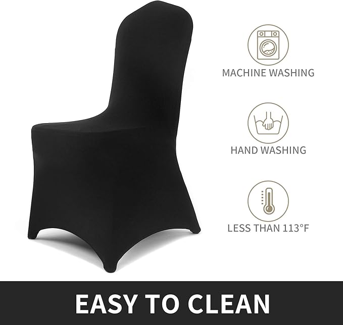 Peomeise 6pcs Stretch Spandex Chair Cover for Wedding Party Dining Banquet Event (Black, 6)