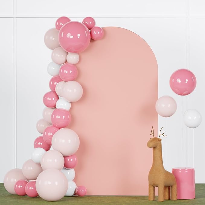FANPROMS 6.6FT Dusty Rose Arch Cover Wedding Arch Covers for Metal Arch Stand Spandex Arch Cover Birthday Party Balloon Arch Covers Stretchy Backdrop Round Top Backdrop Cover for Weddings