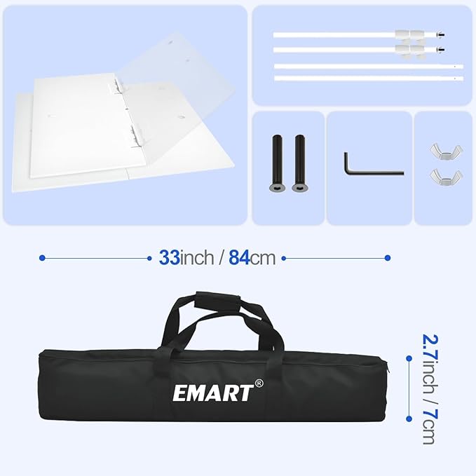 EMART Backdrop Stand, 6.5x10 ft Adjustable Photo Background Pipe and Drape Photography Kit with Heavy Duty Metal Flat Base for Parties, Wedding, Video Studio, Birthday - White
