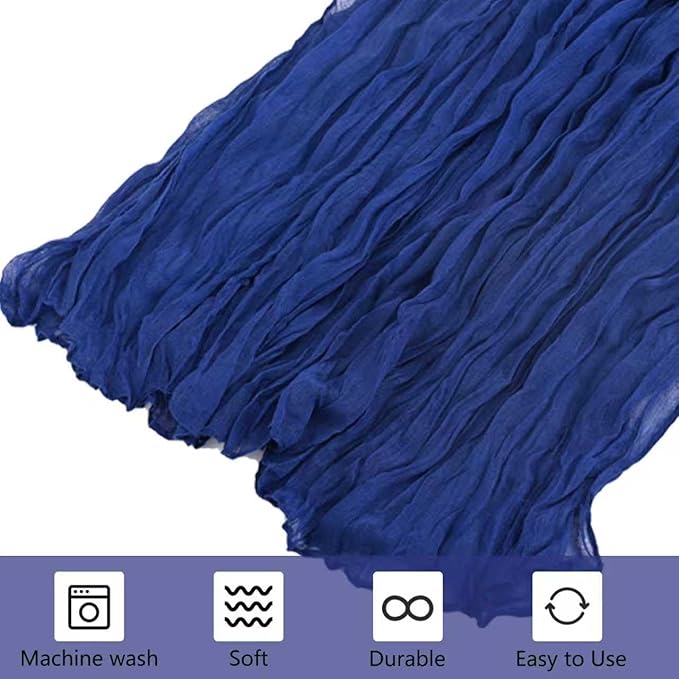 10 Pack Royal Blue Cheesecloth Table Runner 10FT Boho Gauze Fabric Cheese Cloth Table Runners for Wedding ,Party,Baby Shower, Bridal Party, Rustic Farmhouse and Table Decorations