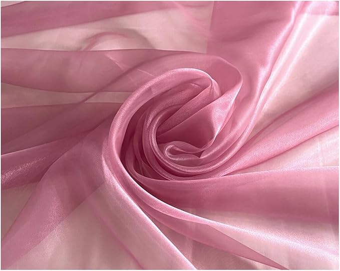 MDS Pack of 75 Yard Sheer Organza Fabric for Wedding Party Home Event Banquet Decorations, Backdrop Curtain Craft Dress Sewing Fashion DIY Crystal Organza Tulle Fabric Bolt 44” Wide - Dusty Pink