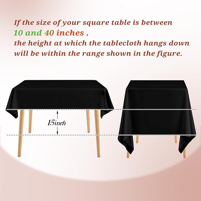 Teruntrue 12 Packs Square Tablecloth 52 x 52 Inch Black Square Table Cloth, Washable Polyester Fabric for Wedding Parties Banquet Holiday Dinner Table Decorative, Black