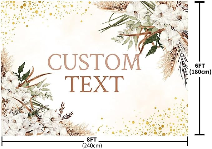 MEHOFOND Custom Boho Happy Anniversary Backdrop White Floral Bohemia Pampas Grass Anniversary Banner Cheers to Marriage Wedding Party Decorations Memorial Portrait Photo Booth Background 8x6ft