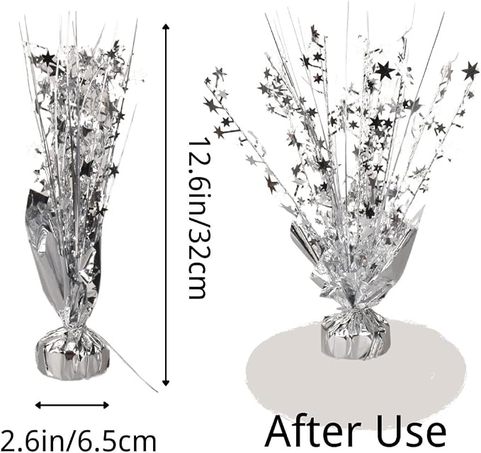 6 Pack Metallic Foil Spray Centerpiece Star Table Decoration Burst Table Centerpieces for Birthday Wedding Anniversary Graduation Holiday Party Supplies Decor (Silver)