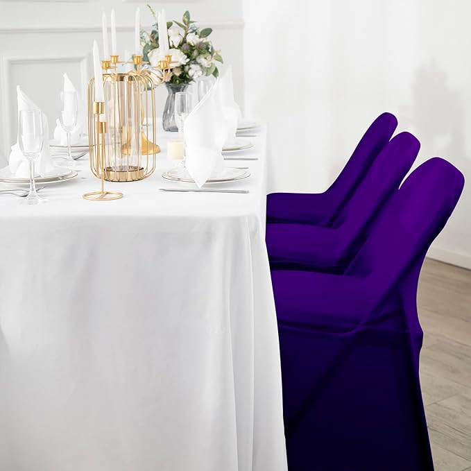 Spandex Chair Cover,12PCS,Living Room Folding Chair Covers,Removable Chair Covers Washable Protector Stretch Chair Cover for Party, Banquet,Wedding Event,Hotel(Purple)