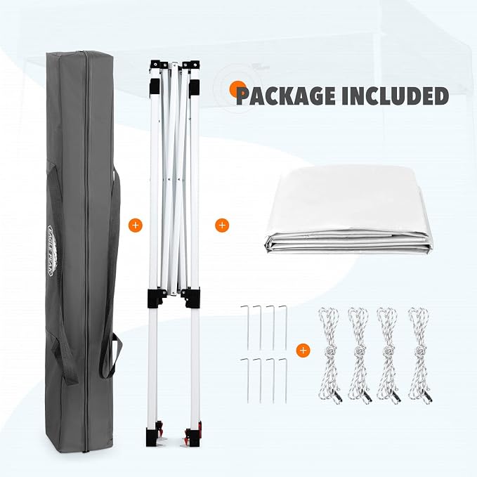 EAGLE PEAK 5x5 Pop Up Canopy Tent Instant Outdoor Canopy Easy Set-up Straight Leg Folding Shelter, White