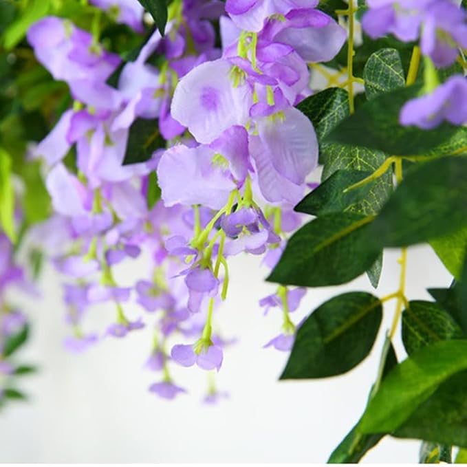 5pack Wisteria Garland Flower Garland Artificial Flowers Wisteria Vines Fake Ivy Flowers Total 33ft (Purple)