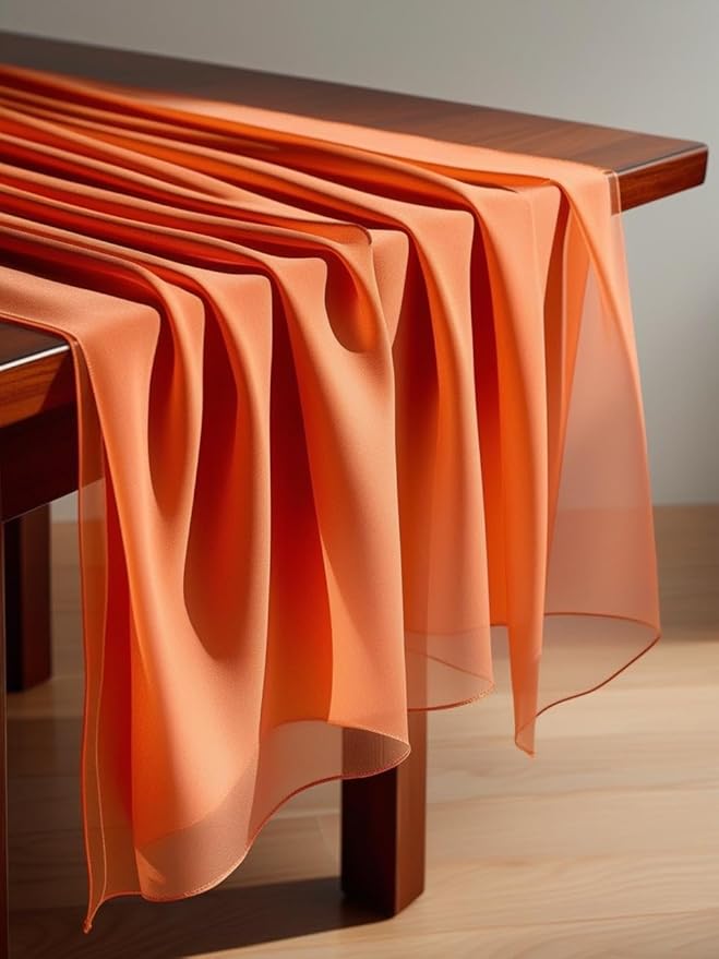 New Star Fabrics Chiffon Fabric, Continuous 60" Wide (30ft) Sheer Material, 100% Soft Polyester, Ideal for Wedding, Party, Event Decor, Draping, and Dresses (Orange, 10 Yards)