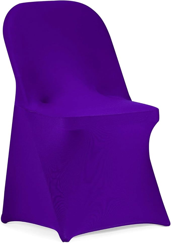 Peomeise Stretch Spandex Folding Chair Cover for Wedding Party Dining Banquet Event (Purple,12pcs)