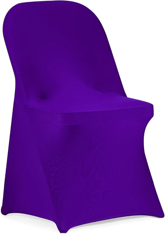 Peomeise Stretch Spandex Folding Chair Cover for Wedding Party Dining Banquet Event (Purple,12pcs)