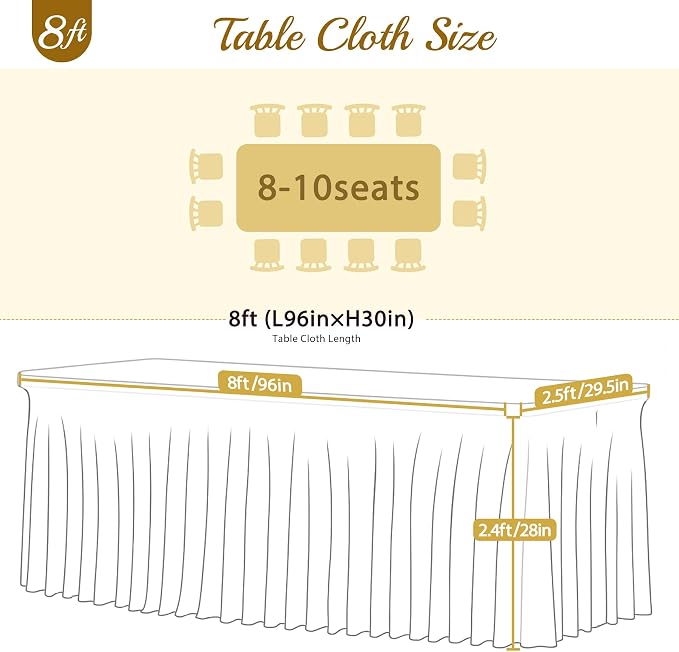 4 Pack 8ft Pink Spandex Table Cloths for Rectangle Tables Wrinkle Free Pink Rectangle Tablecloths Stretch Fitted Table Cover with Skirt for Baby Shower Girl Birthday Party Wedding Banquet Buffet