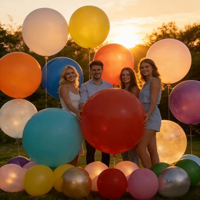 36 Pcs Giant Balloons 36 Inch Latex Large Assorted Color Bulk Big Balloon 18 Kinds Colors for Birthday Wedding Carnival Anniversary Party Decorations
