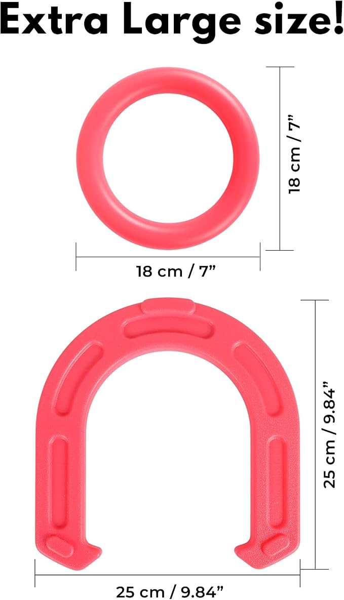 Giant Horseshoe Game Set for Adults and Family – 10" Oversized Lawn Toss Game with Jumbo Horseshoes, Rings, Stakes & Stands – Large Outdoor Yard Game for Backyard, Beach, Camping, Party Fun