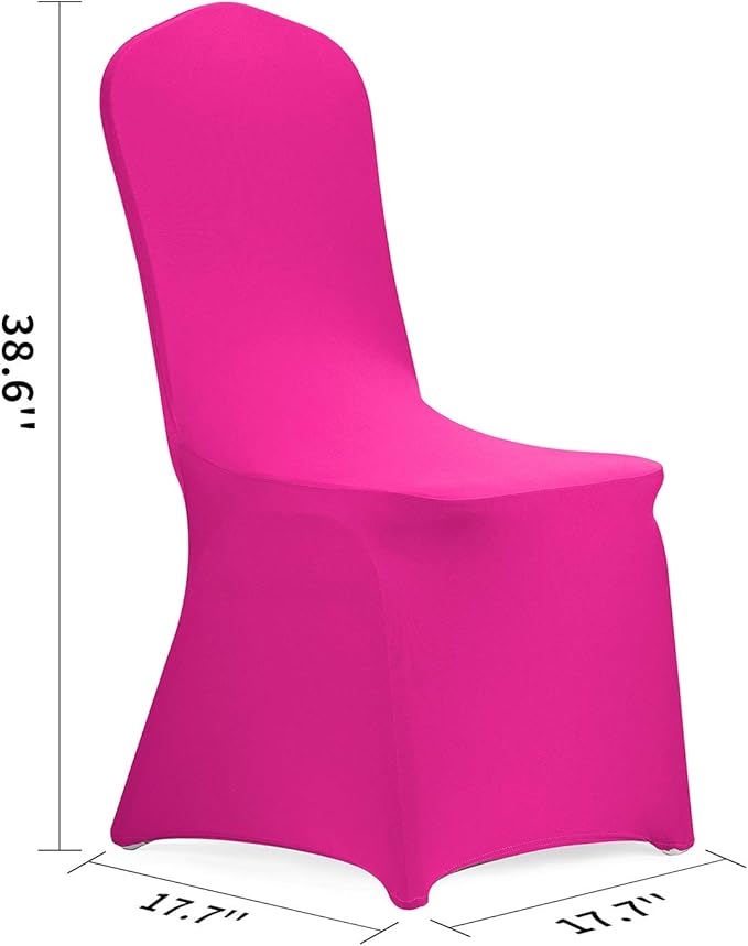 Peomeise Stretch Spandex Chair Cover for Wedding Party Dining Banquet Event (Fuchsia, 12)