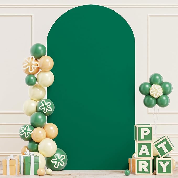 Arch Spandex Cover 7.2x4FT Emerald Green Wedding Arch Cover Backdrop Fabric Chiara Wall Arch Stand Cover Happy Birthday Arch Covers Stretchy Backdrop for Baby Shower Party Banquet Decorations