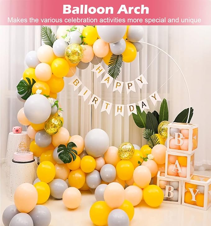 Queension Large Wedding Arch for Ceremony 7 Ft, Metal Balloon Arches Backdrop Stand with Metal Base for Party Supplies, Outdoor Garden Trellis with Water Bag for Climbing Plant, Round Frame, White