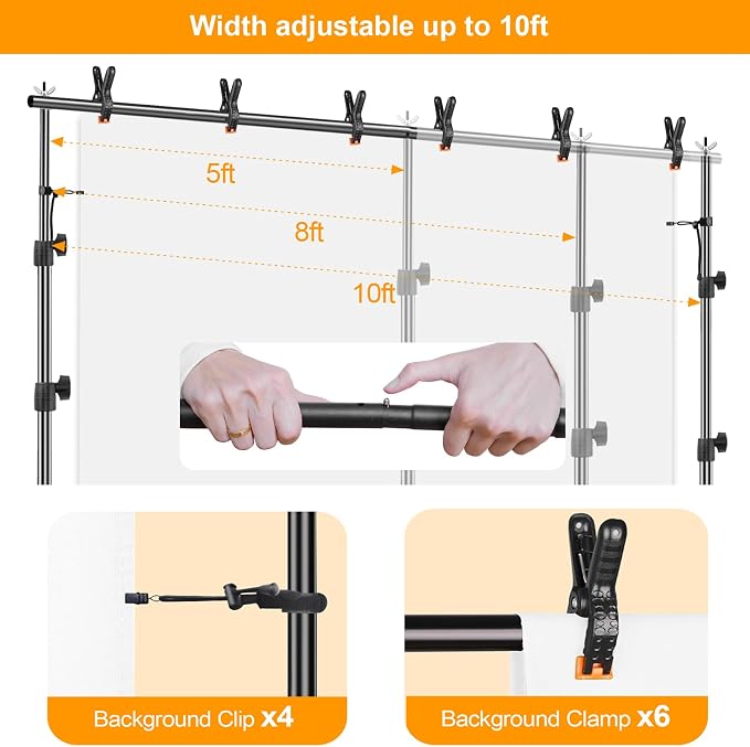 EMART Photo Backdrop Stand kit, 10 x 8.5 ft Back Drop Adjustable Frame for Photography, Photoshoot Banner Background Support Holder for Parties Dectoration