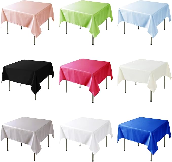 Fokitut 2 Pack Waterproof Square Tablecloth, 52x52 Inch, Stain Resistant and Wrinkle Polyester Table Cloth, Fabric Table Cover for Kitchen Dining, Wedding, Party, Holiday Dinner-Black
