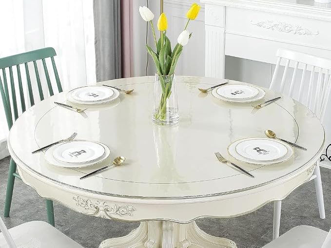 Deep Dream 2.0mm Thick 36 Inches Clear Round Table Cover, Tablecloth Protector for Dining Room & Office