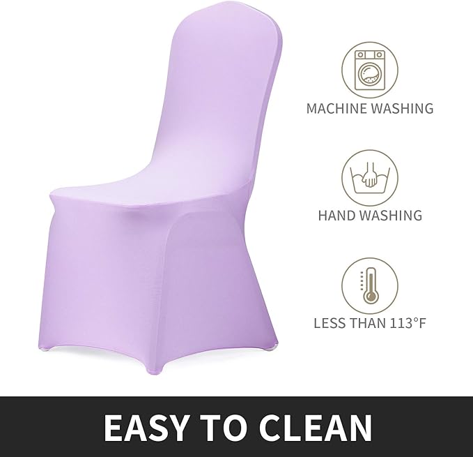Peomeise Stretch Spandex Chair Cover for Wedding Party Dining Banquet Event (Lavender, 25)