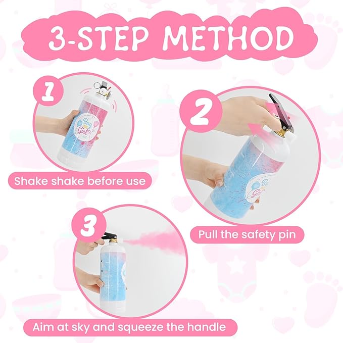 Gender Reveal Fire Extinguisher 2 Pack Giant Boy or Girl Gender Reveal Extinguisher Blue Pink Powder Smoke for Sex Reveal Fire Extinguishers Gender Reveal Ideas Baby Reveal Decorations (2 Pack Pink)