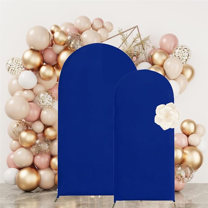 HAINARverS Set of 2 Wedding Arch Cover 6FT,7.2FT Spandex Fitted Stretchy Arch Stand Covers,2 Sided Round Top Chiara Backdrop Cover for Birthday Party Banquet Baby Shower Arch Decoration(Royal Blue)