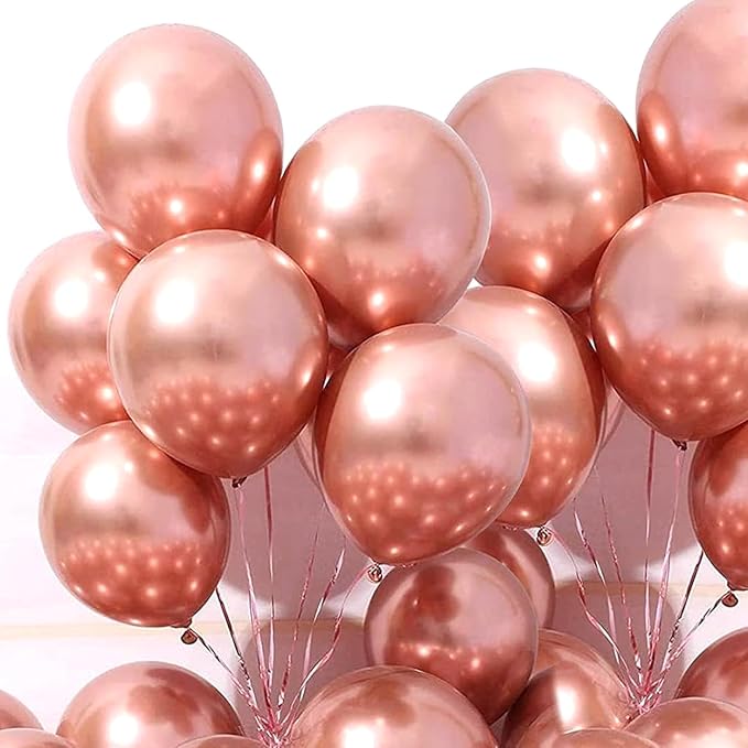 118 PCS Rose Golden Happy Birthday Party Balloons Set for Girl Women | with Sparkle Rose Golden Foil Fringe Curtains, 18 inch Big Balloons, Confetti Balloons