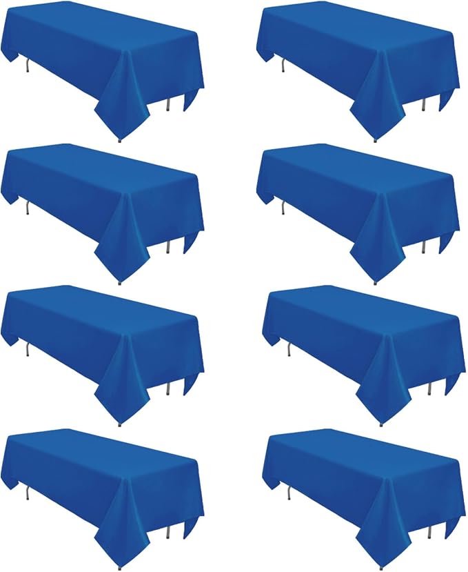 8 Pack Royal Blue Tablecloth 60 x 126 Inch Rectangular Tablecloths for 8 Foot Rectangle Tables, Wrinkle Resistant Blue Table Cloth Washable Polyester Fabric Cover for Party Wedding Banquet