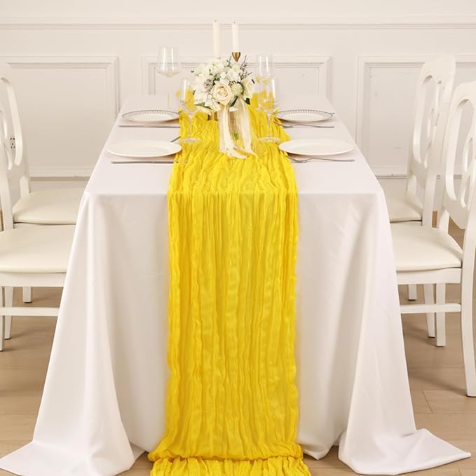 Yellow Cheesecloth Table Runner 120 Inch 10FT Cheese Cloth Fabric Runners 1 Pack for Spring Home Decor, Baby Shower, Birthday, Wedding Decoration