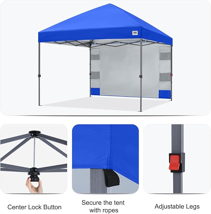 ABCCANOPY Pop Up Canopy with Sidewall,10x10 Outdoor Canopy Tent with Storage Sidewall for Commercial Events with 4 Weights (Royal Blue)