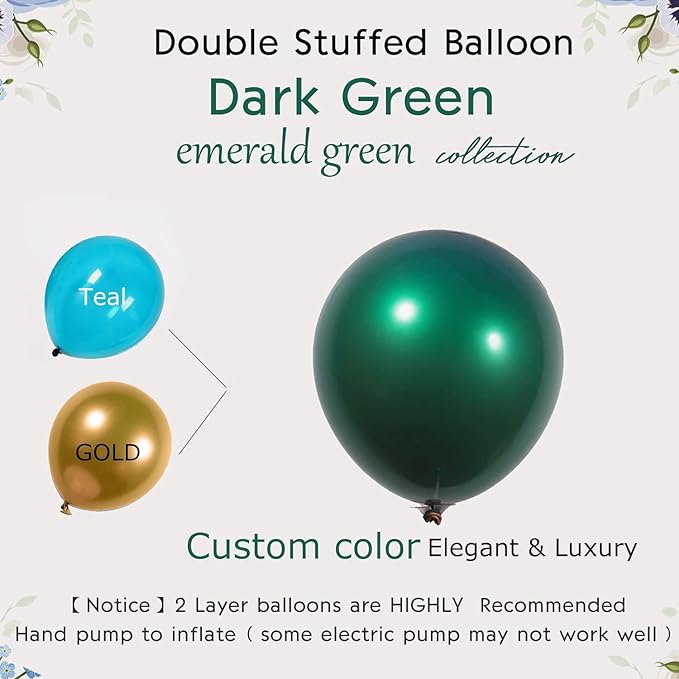 Double stuffed emerald Balloons Different sizes Customized 63 PACK 18+10+5 inch Dark Teal emerald green Balloon Garland kit For Wedding Birthday baby shower anniversary decorations
