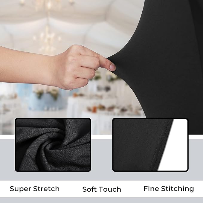 Babenest Spandex Folding Chair Covers - 30PCS Halloween Upgraded Universal Stretch Washable Fitted Chair Slipcovers Protector for Wedding, Holidays, Banquet, Party, Celebration (Black)