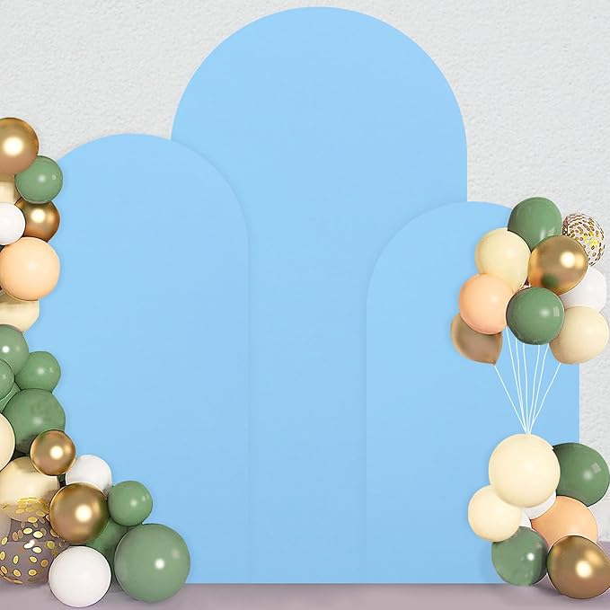 Wedding Arch Cover Set of 3 Spandex Fitted Arch Covers Stretchy Backdrop Chiara Backdrop Stand Cover 4ft 5ft 6ft Balloon Arch Cover Light Blue Arch Frame Cover for Baby Shower Birthday Party Decor