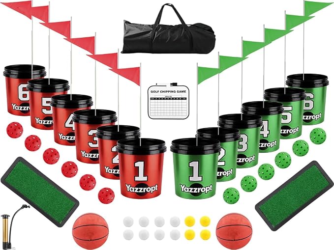 Giant 3-in-1 Outdoor Backyard Party Game Set – Bucket Golf, Yard Pong Basketball & Toss Games – Large Outdoor/Indoor Lawn Games for Adults & Families, Beach & Camping