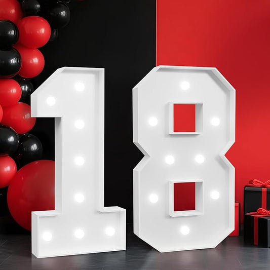 2FT Marquee Numbers 18, Light up Numbers for 18 Birthday Decoration, Large Light Up for 18 Years Old Birthday Party, Anniversary Party Decor Birthday Sign, Pre-Cut Foamboad Mosaic DIY