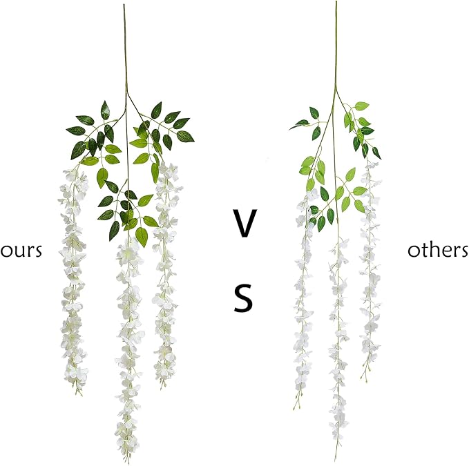 Duovlo 12 Piece Artificial Silk Wisteria Vine 3.6 Feet Ratta Hanging Flower Garland String Home Party Wedding Decor (New Rose Red)