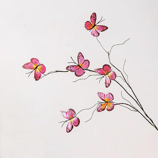 Artificial Butterfly Branche, Simulation Branch Stems with Fake Butterfly Floral Arrangement for Vase Filling Home Office Party Decoration (red)
