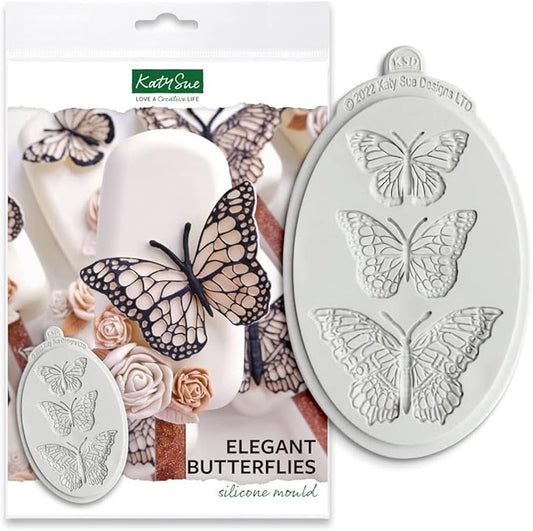 Katy Sue 3 Elegant Butterflies Silicone Mold for Cake Decorating & Crafts